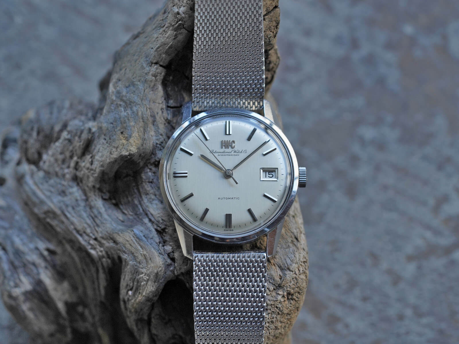 IWC オールドインター 自動巻き シャフハウゼン お魚リューズ 純正ブレス IWC/オールドインター/シャフハウゼン/シルバーダイヤル/魚