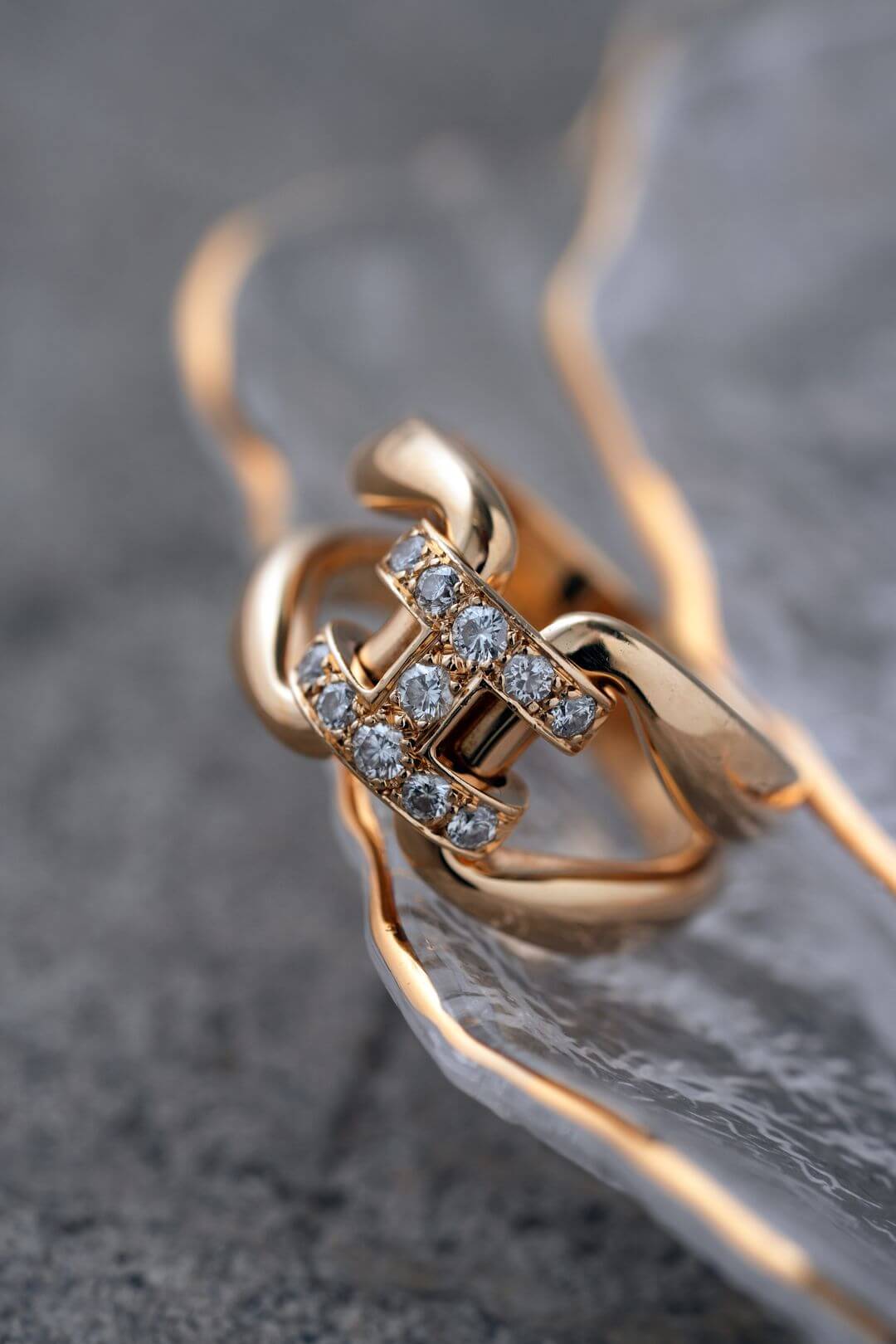 エルメス/イエローゴールド/ヒストリー リング/H リング/ダイヤモンド