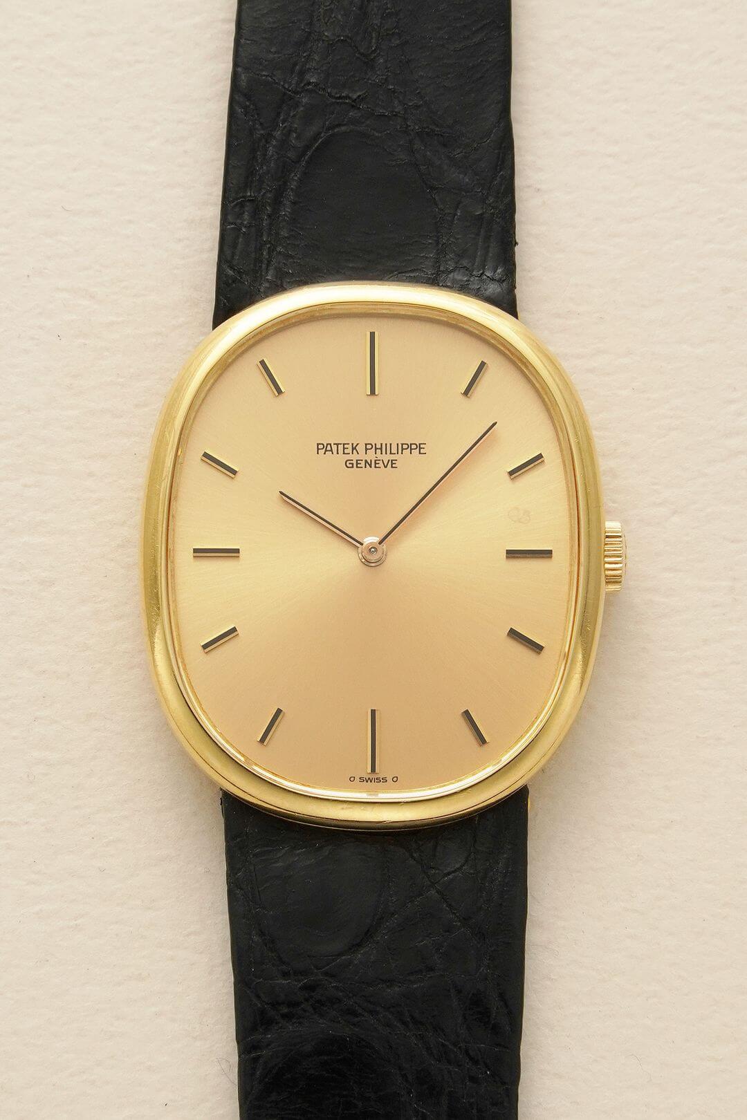 専用-PATEK PHILIPPE GENEVE 手巻き 金無垢 直径約50mm Philippe 1491J Vintage Yellow Gold Scroll Lugs Calatrava