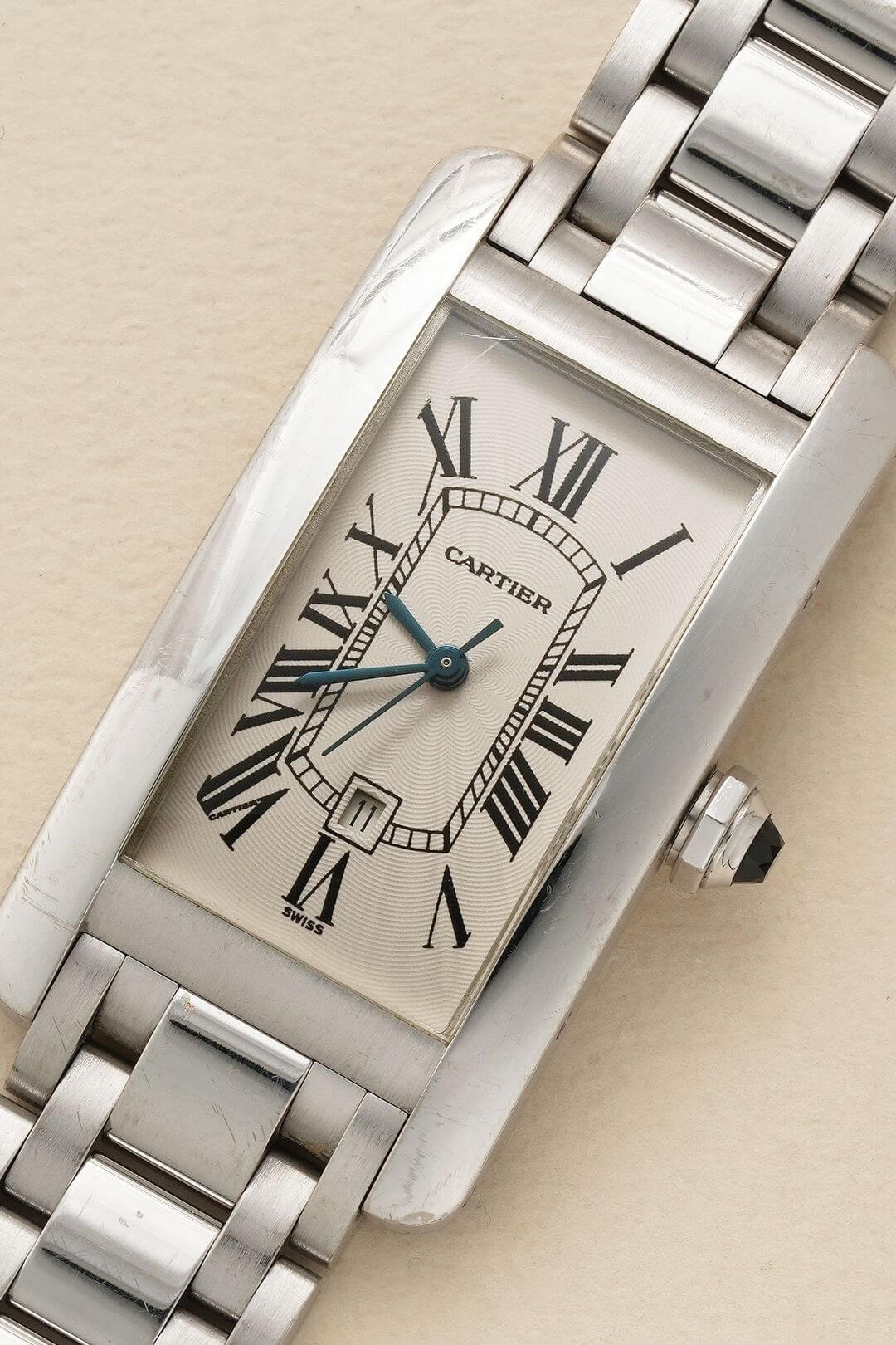 Cartier SWISS MADE マネークリップ カルティエ/タンクアメリカンMMデイト/SWISSギョーシェホワイト
