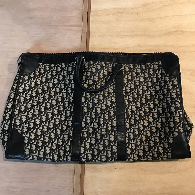 ディオールボストンバック　ビンテージ　（難あり） DIOR トロッターパターンボストンバッグ ネイビー｜VINTAGE QOO