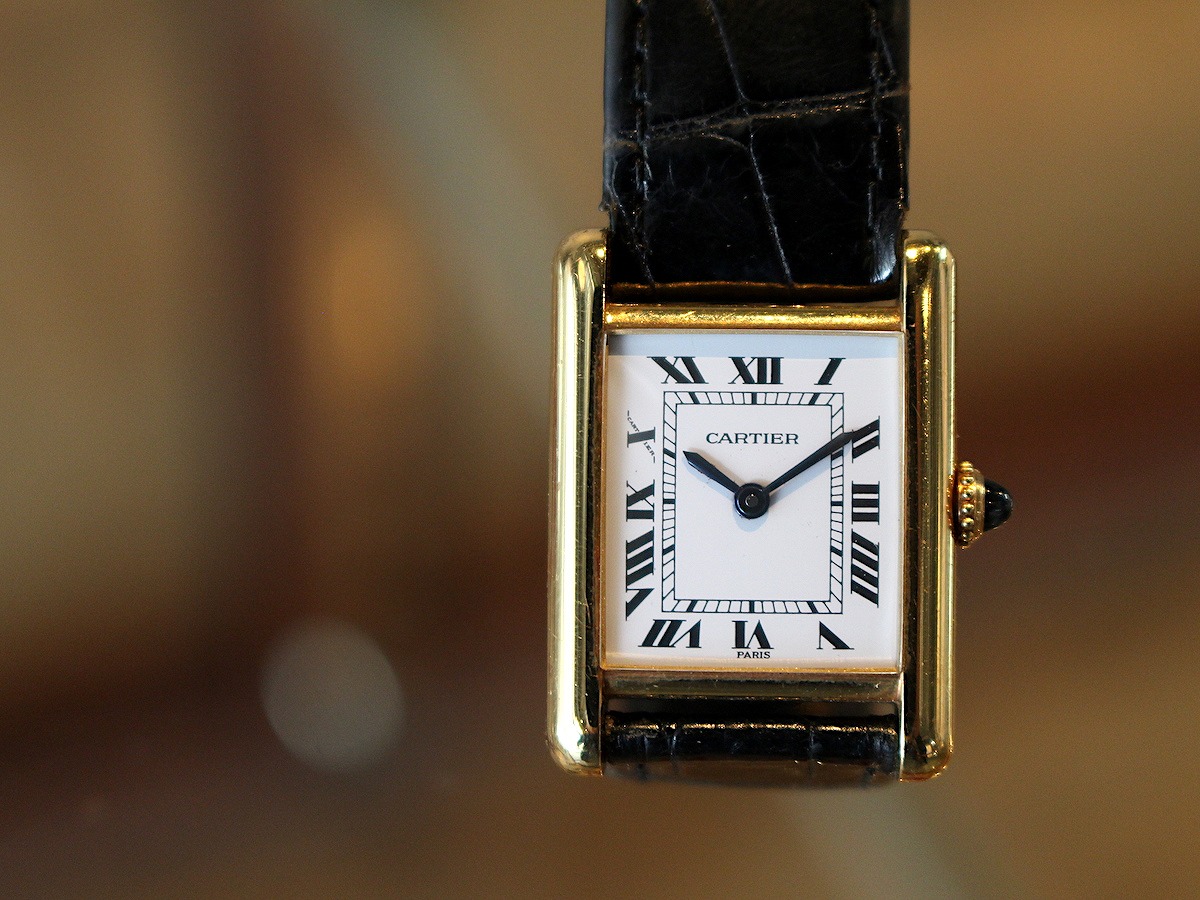 Cartier タンク18K手巻き時計 カルティエ Cartier タンクノーマル ブラック K18YG 手巻き