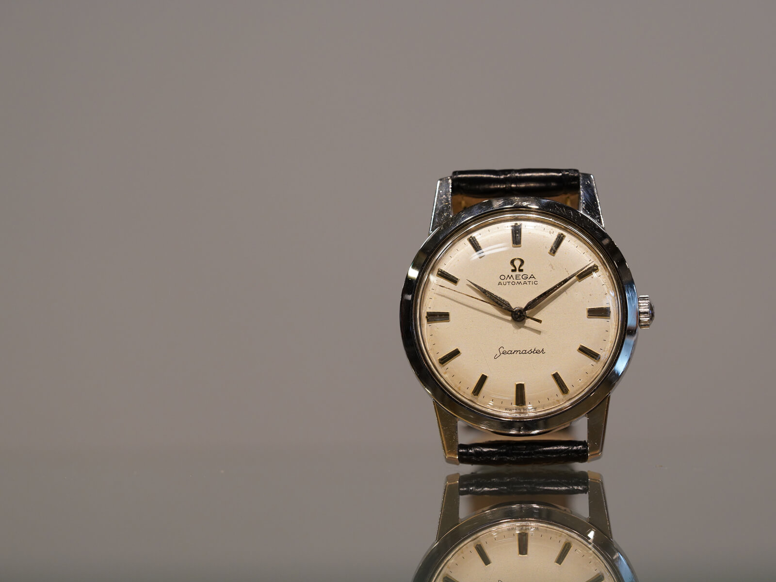 2000年代 OMEGA Seamaster 自動巻き カラーダイヤル オメガ/シーマスター/アイボリーダイヤル/SS/ハーフローター自動