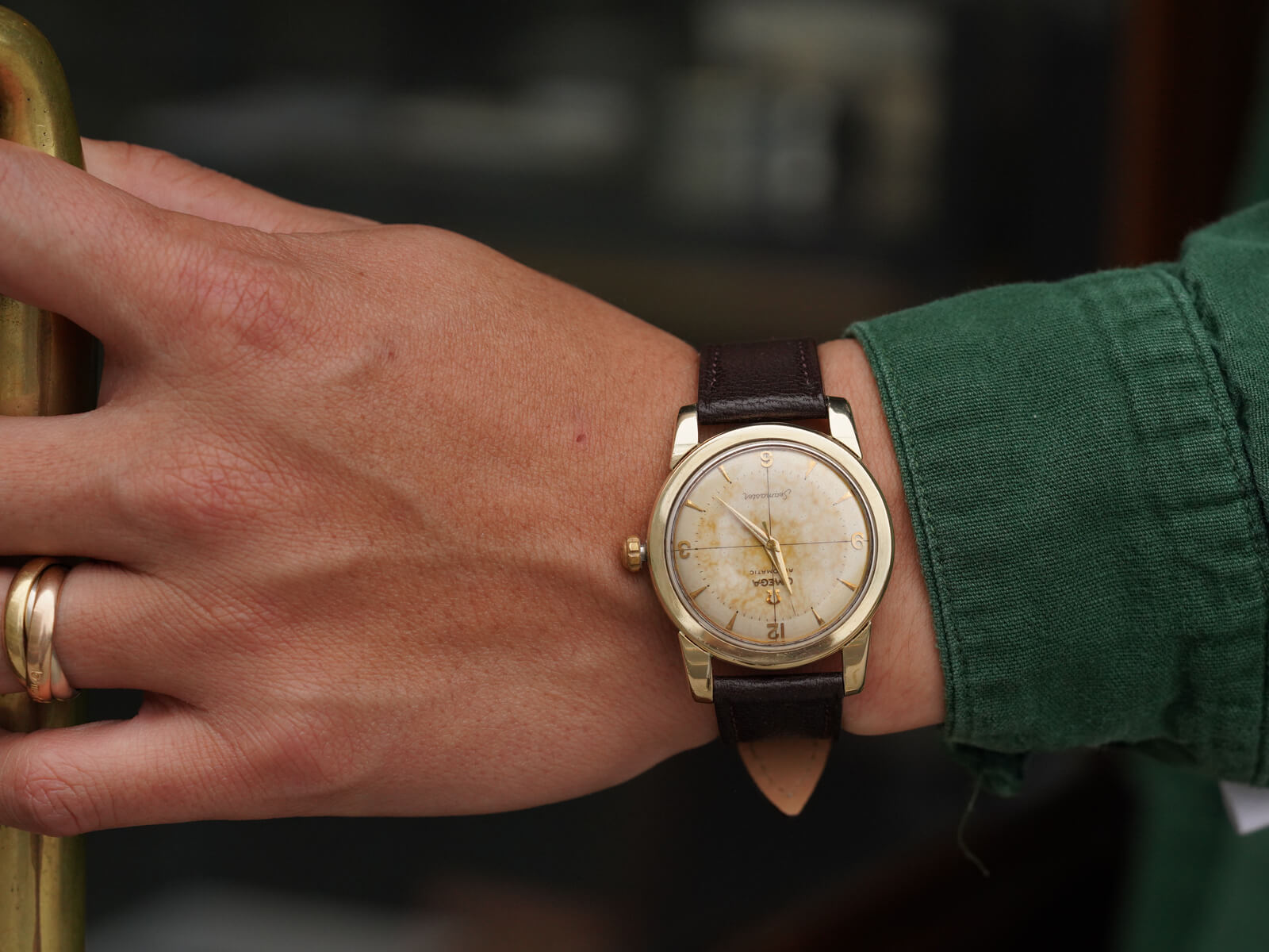 Omega オメガアンティーク腕時計ジャンク品シーマスターseamaster オメガ/シーマスター1948/クサビアラビアゴールドダイヤル/18KYG