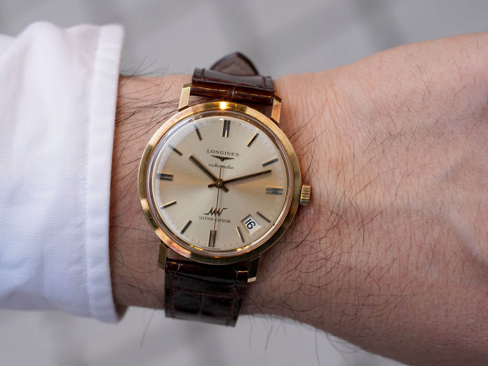 ロンジン/ウルトラクロンデイト/ゴールドダイヤル/Longines