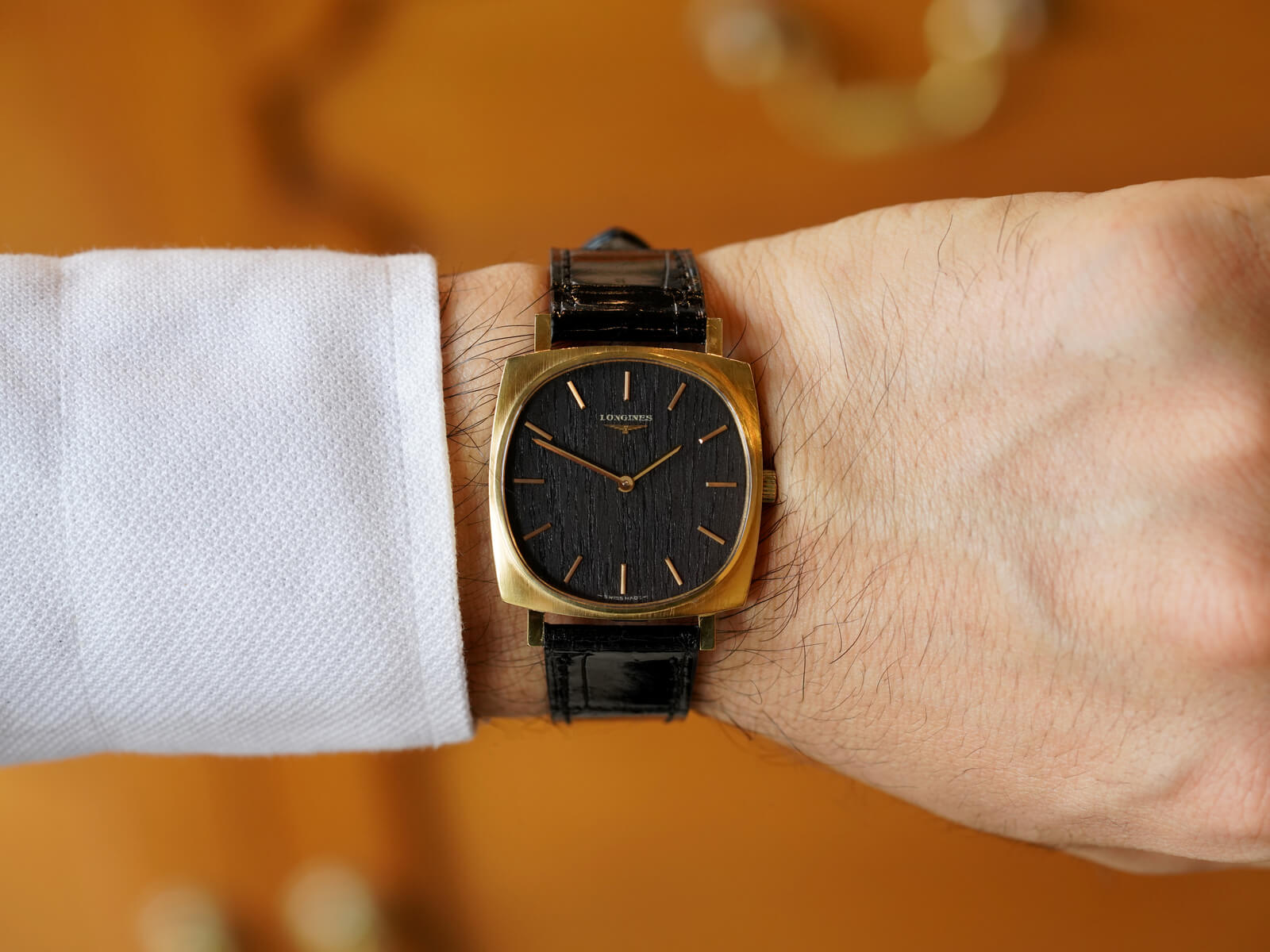 ロンジン/スクエアーケース/ブラックウッドダイヤル/Longines
