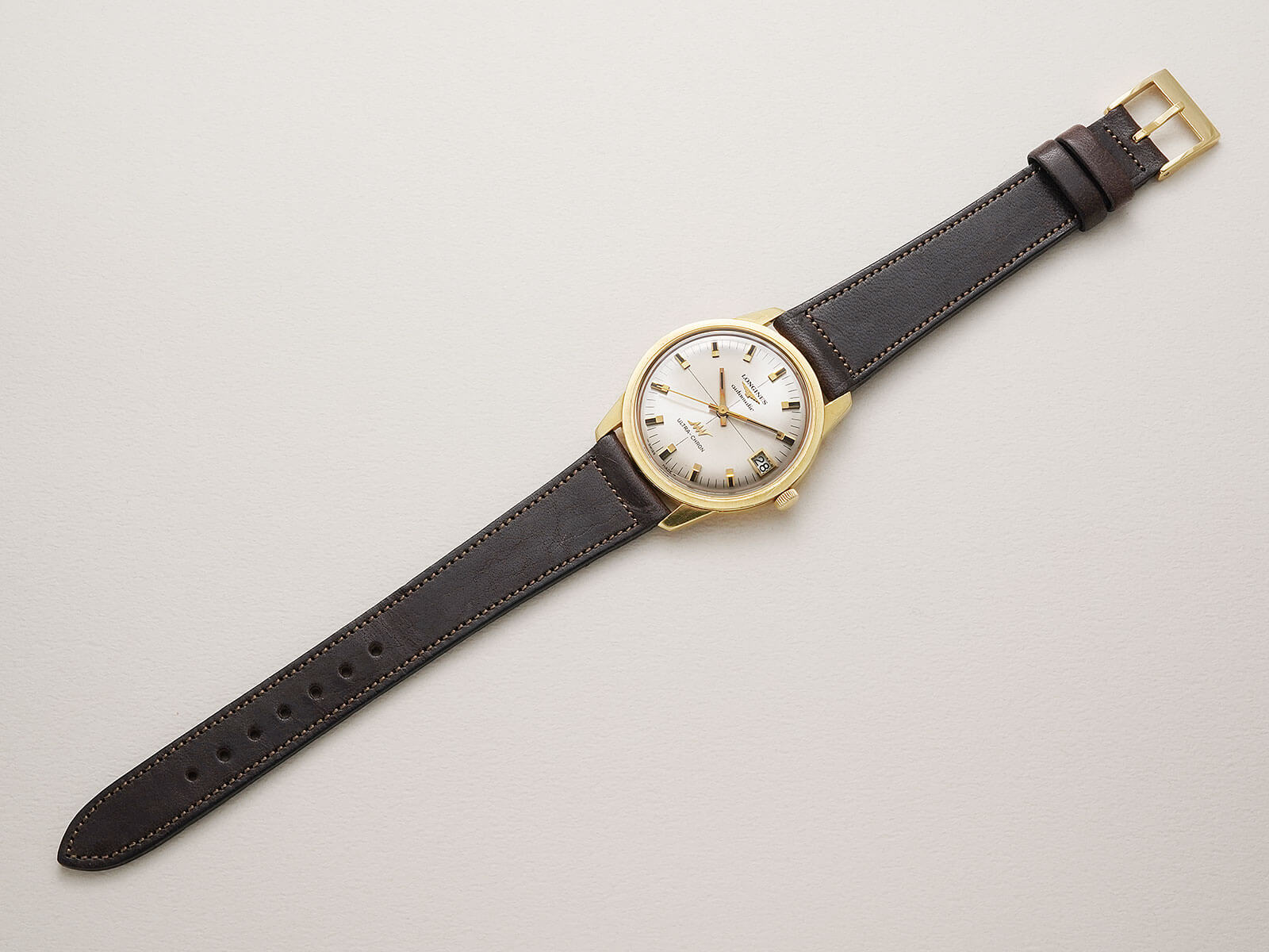 ロンジンLONGINESウルトラクロン K18YG 750デイト自動巻きメンズ ロンジン/ウルトラクロンデイト/シルバーダイヤル/Longines