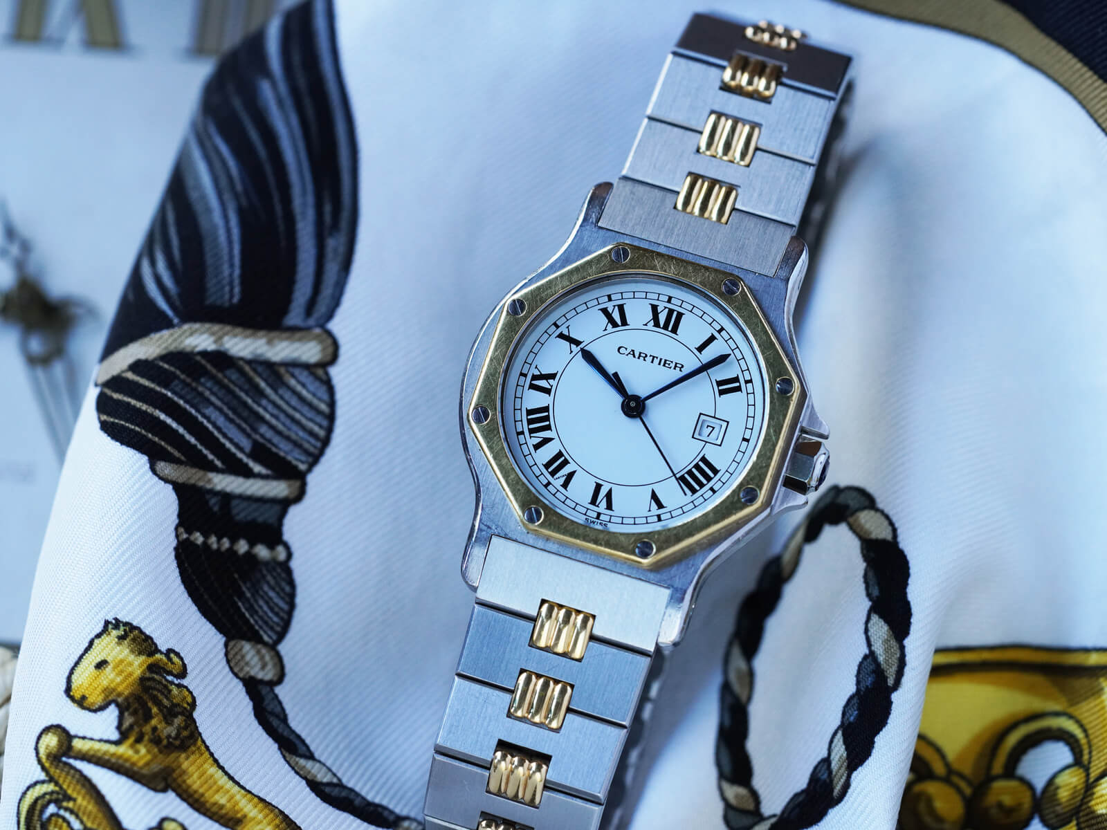 【美品】Cartier サントスオクタゴン LM メンズ自動巻ヴィンテージモデル カルティエ Cartier｜サントスオクタゴン LM｜自動巻き・1980