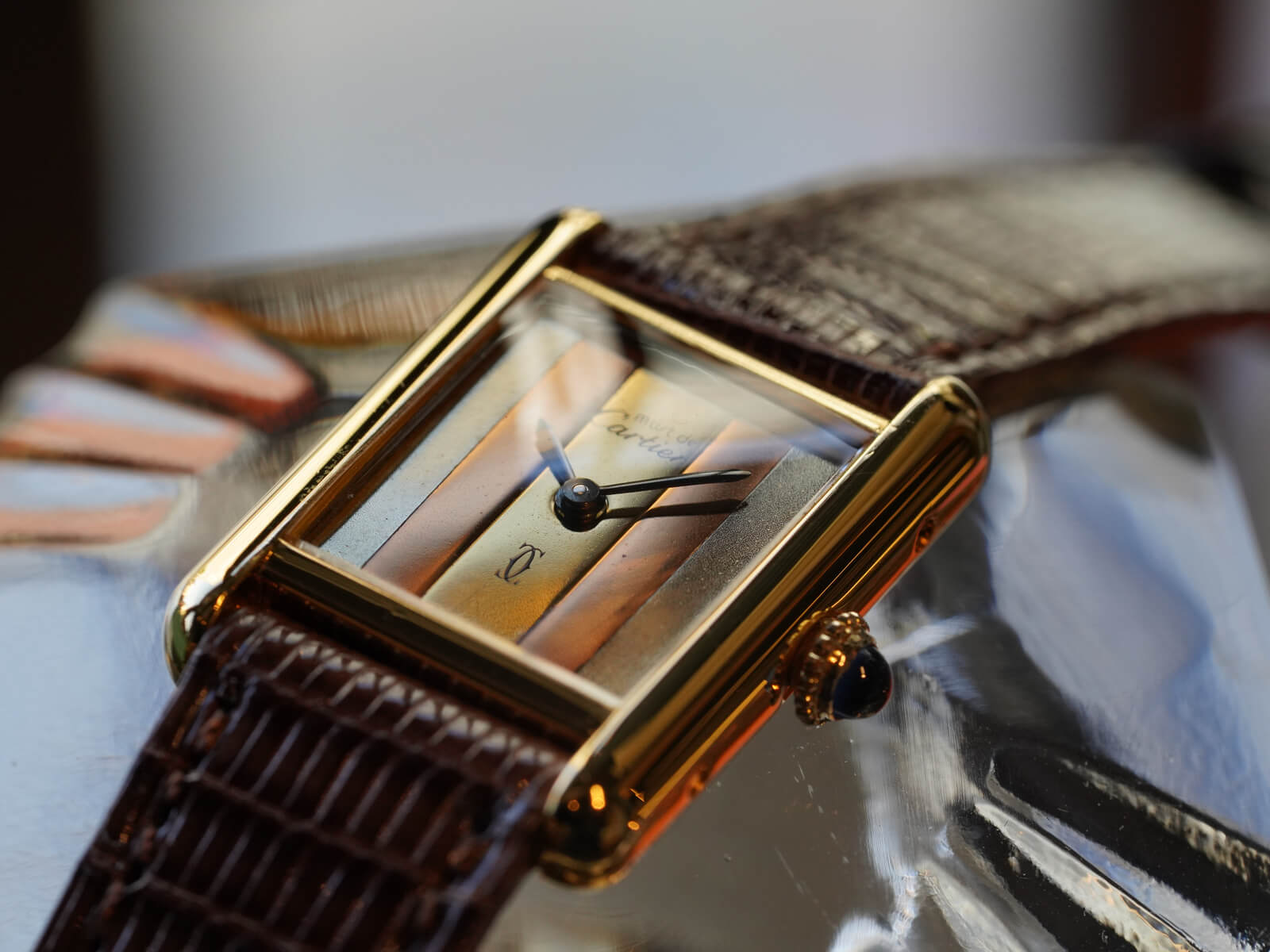 カルティエ マストタンク ヴェルメイユ トリニティ 外装仕上げ済み 中古】CARTIER MUST TANK SMALL MODEL VERMEIL TORTOISE SHELL