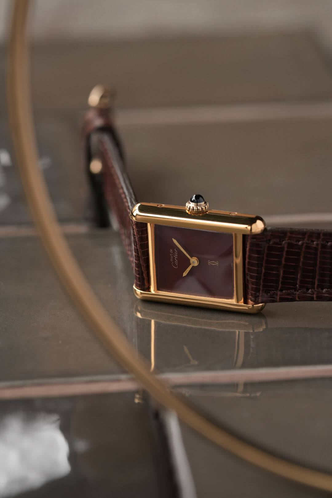 マストドゥカルティエ マストタンクSM 手巻き Must de Cartier マスト ドゥ カルティエ/マストタンクSM/ガーネットダイヤル/手