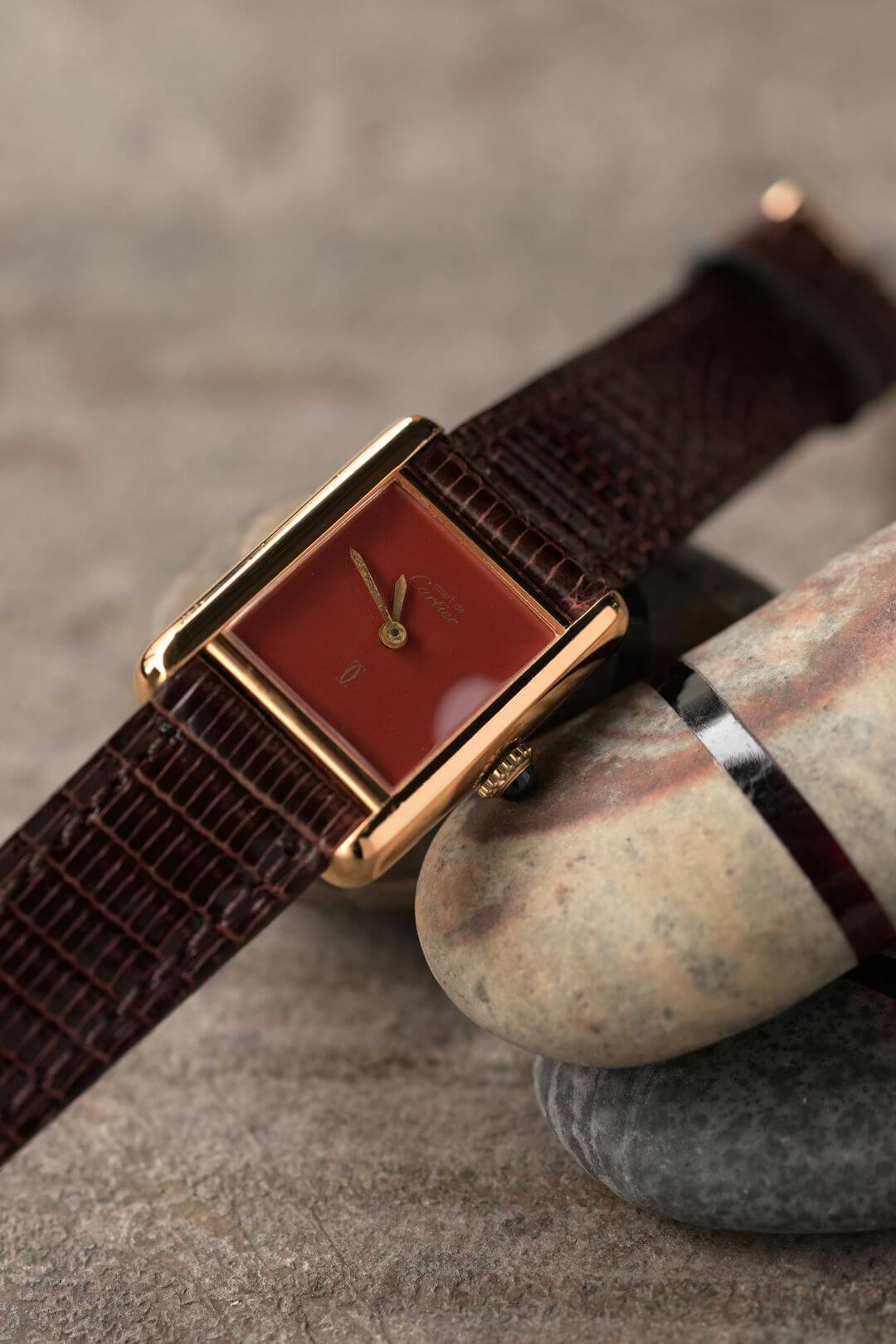 マストドゥカルティエ マストタンクSM 手巻き Must de Cartier カルティエ マストタンク SM ブラウン文字盤 手巻き | Ante