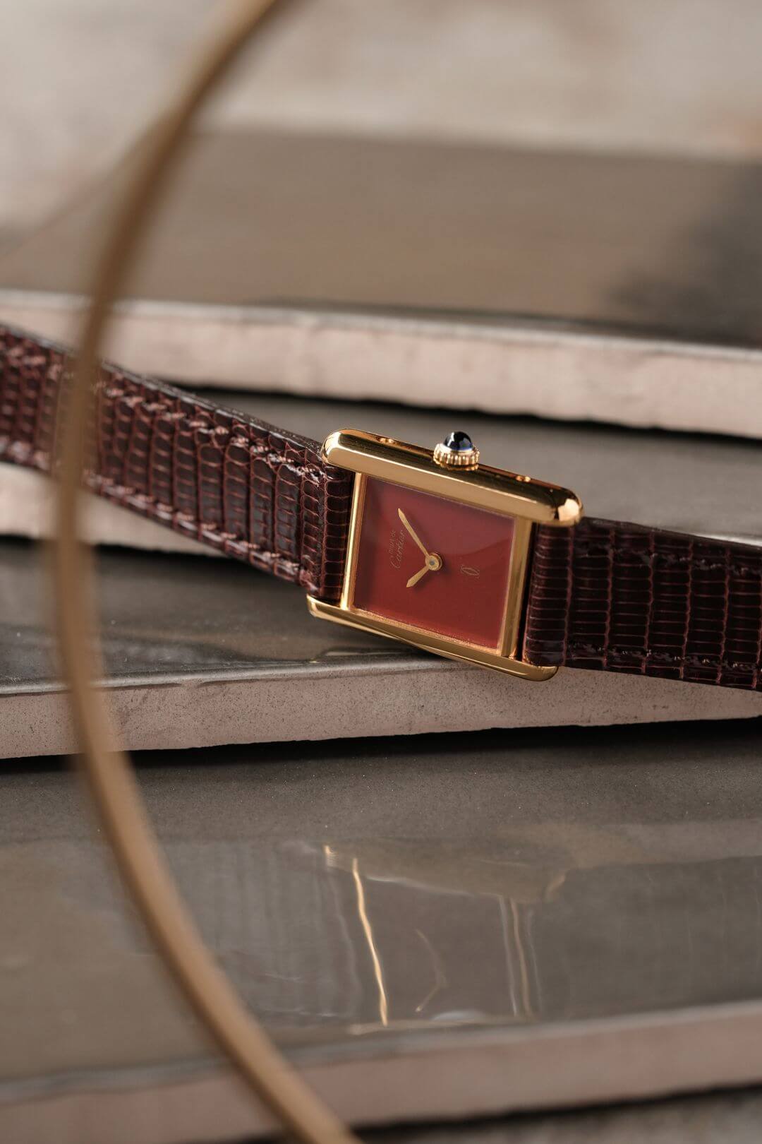 マストドゥカルティエ マストタンクSM 手巻き Must de Cartier マスト ドゥ カルティエ/マストタンクSM/コーラルダイヤル/手