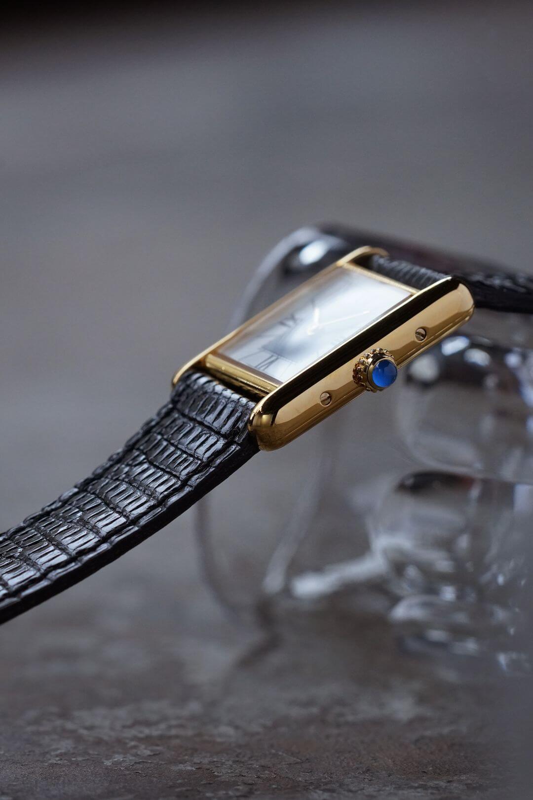Cartierカルティエ ヴェルメイユ マストタンクSM オパラン クォーツ 中古】CARTIER MUST TANK SMALL MODEL VERMEIL OPALINE DIAL