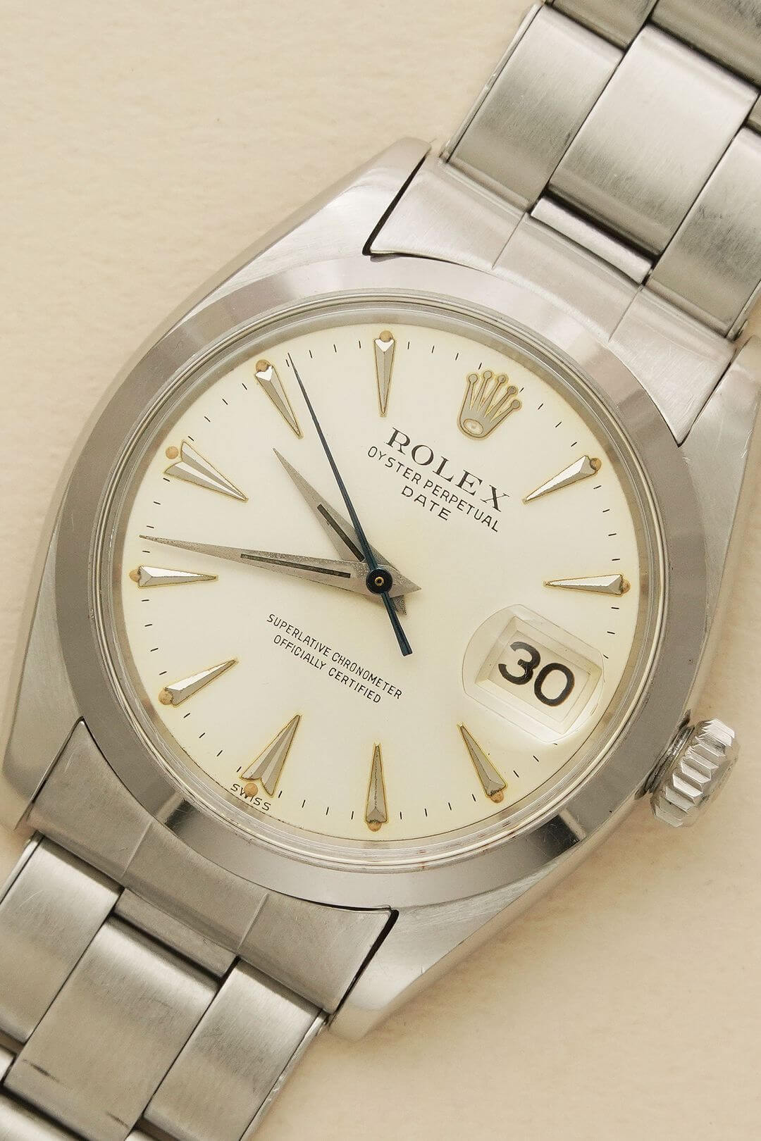 ロレックス/オイスターパーペチュアルデイト/ビッグロゴクサビアイボリーダイヤル/クロノメーター/Rolex/Oyster Perpetual Date/Big  Logo Wedge Ivory Dial/Chronometer - ECW SHOTO(江口洋品店・江口時計店)/Eguchi Vintage  Clothes & Watch & Watchrepair