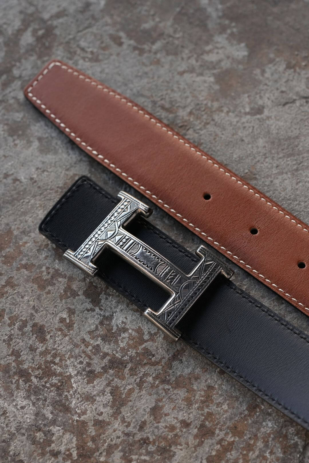 エルメス/トゥアレグ/リバーシブルレザーベルト/Hermes/Touareg Buckle/Reversible Leather Belt/SV925/Box  calf - ECW SHOTO(江口洋品店・江口時計店)/Eguchi Vintage Clothes & Watch & Watchrepair