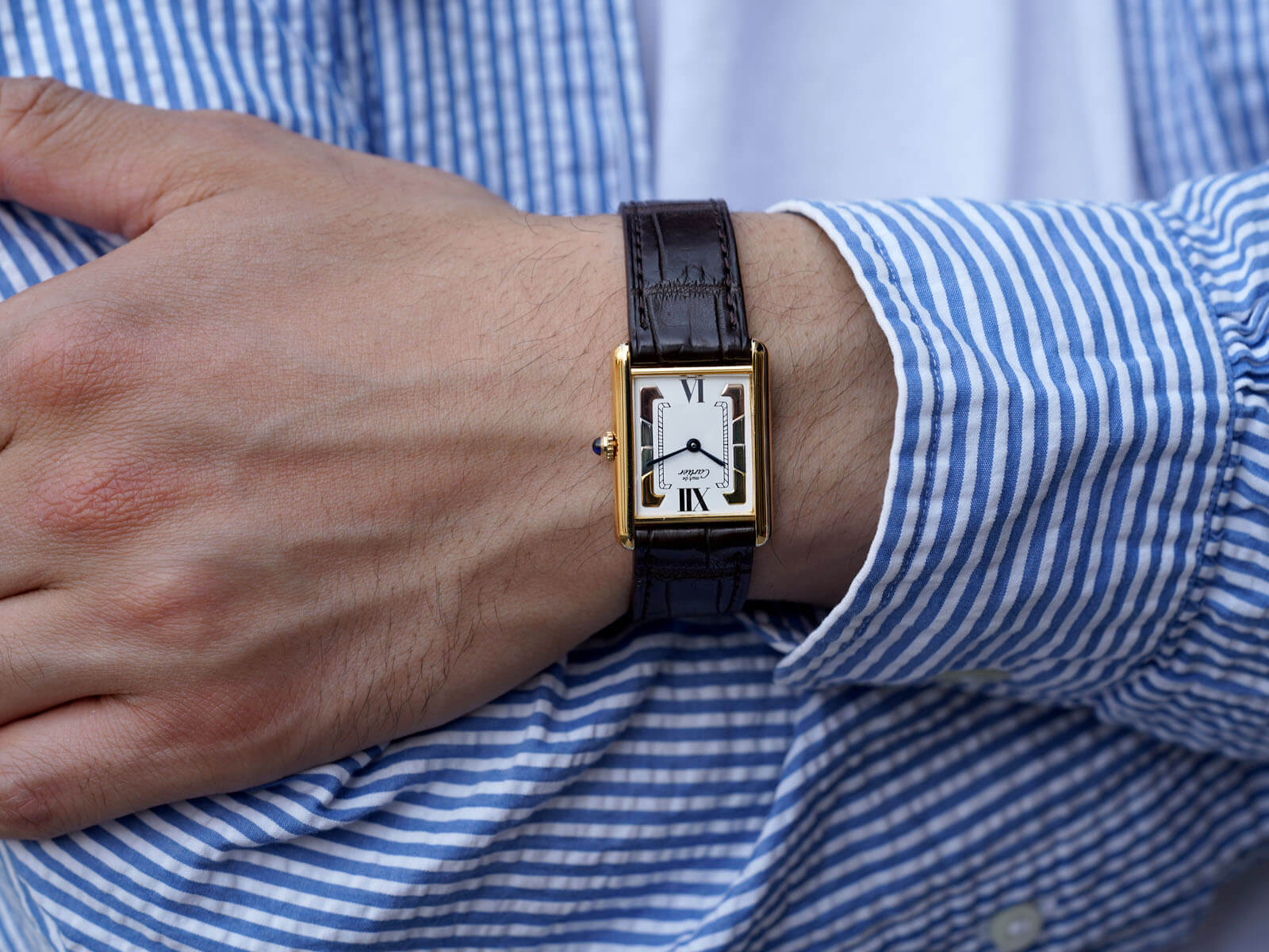 電池は1年ほど前に交換済みですカルティエ マストタンク ヴェルメイユ トリニティ 腕時計